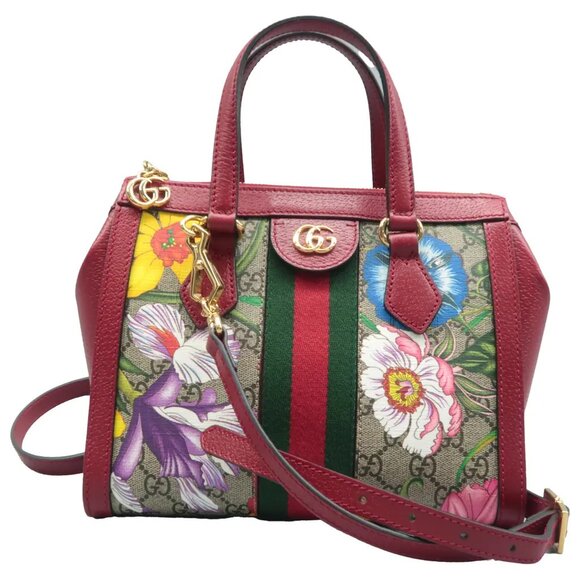 Gucci Handbags - 100% Authentic GUCCI Ophidia Top Handle Red Canvas Satchel